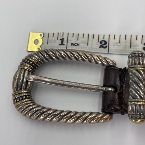 Fossil 90s Western Belt Brown Croc Leather Embossed  2-Tone Buckle Size Small - Picture 11 of 14